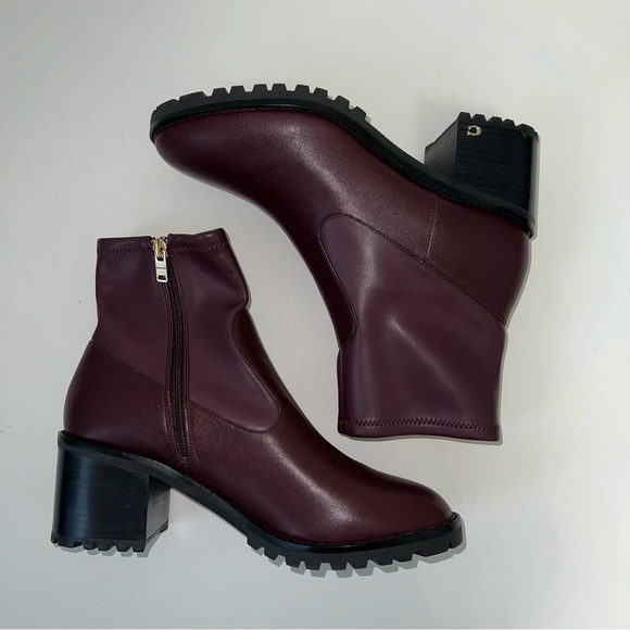 Coach Joy Logo Ankle Boots In Dark Cranberry Color - New In Box - Reemoly - Picture 10 of 16